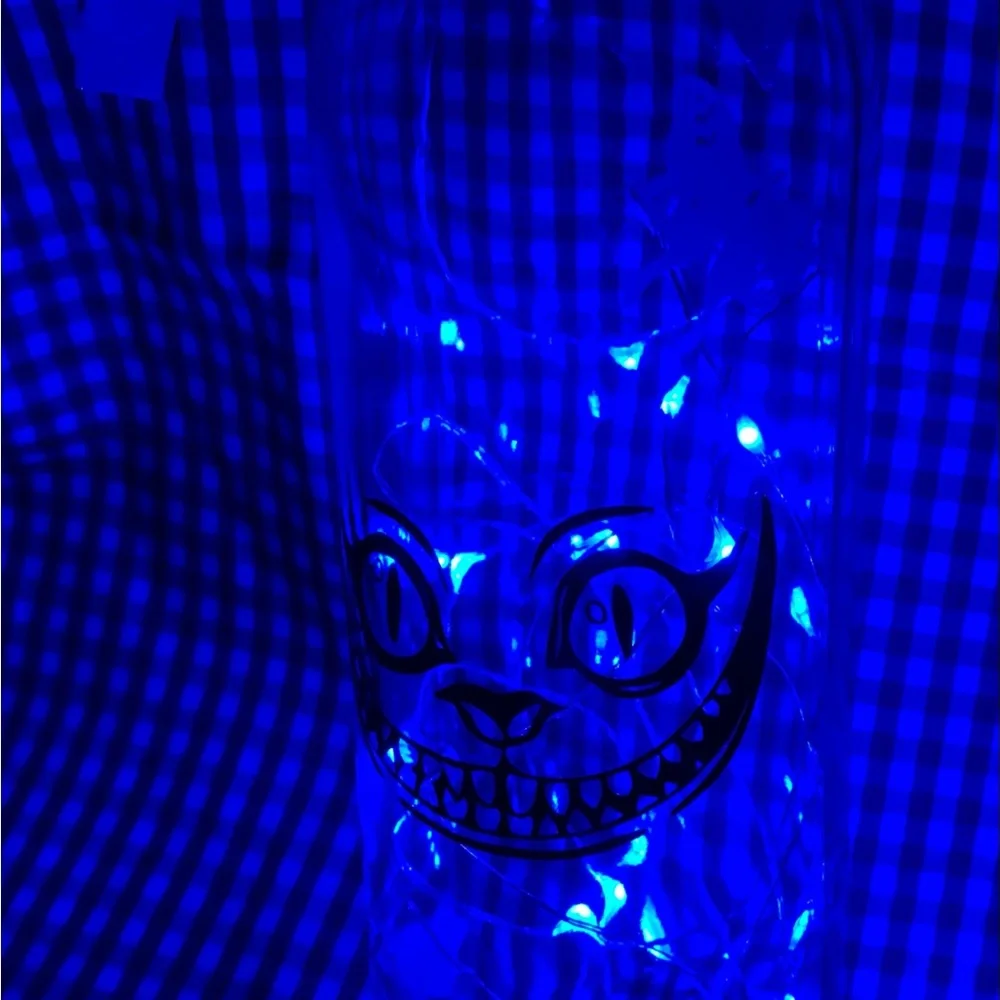 Hand Crafted- Cheshire Cat Smile wine bottle lantern
